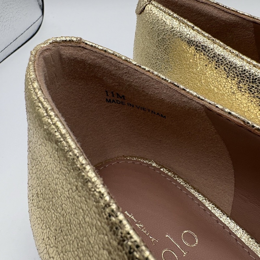 "NEW" LINEA PAOLO Matilda Shoe Women's Size 11 Gold Leather Ballet Flats NIB - Picture 3 of 8